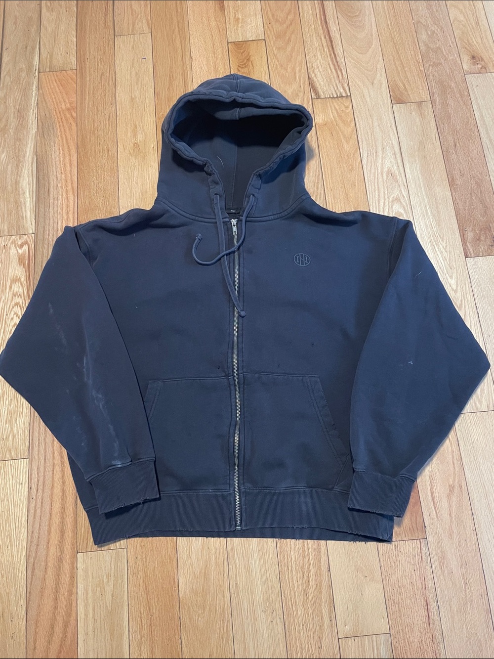 Midnight Black Zip-Front Hooded Jacket